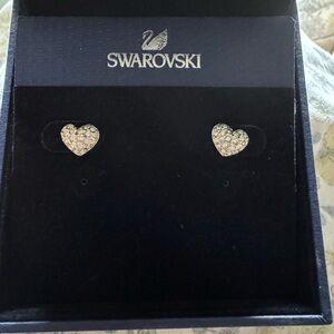 Swarovski Silver Heart Stud Earrings Sparkling Pavé